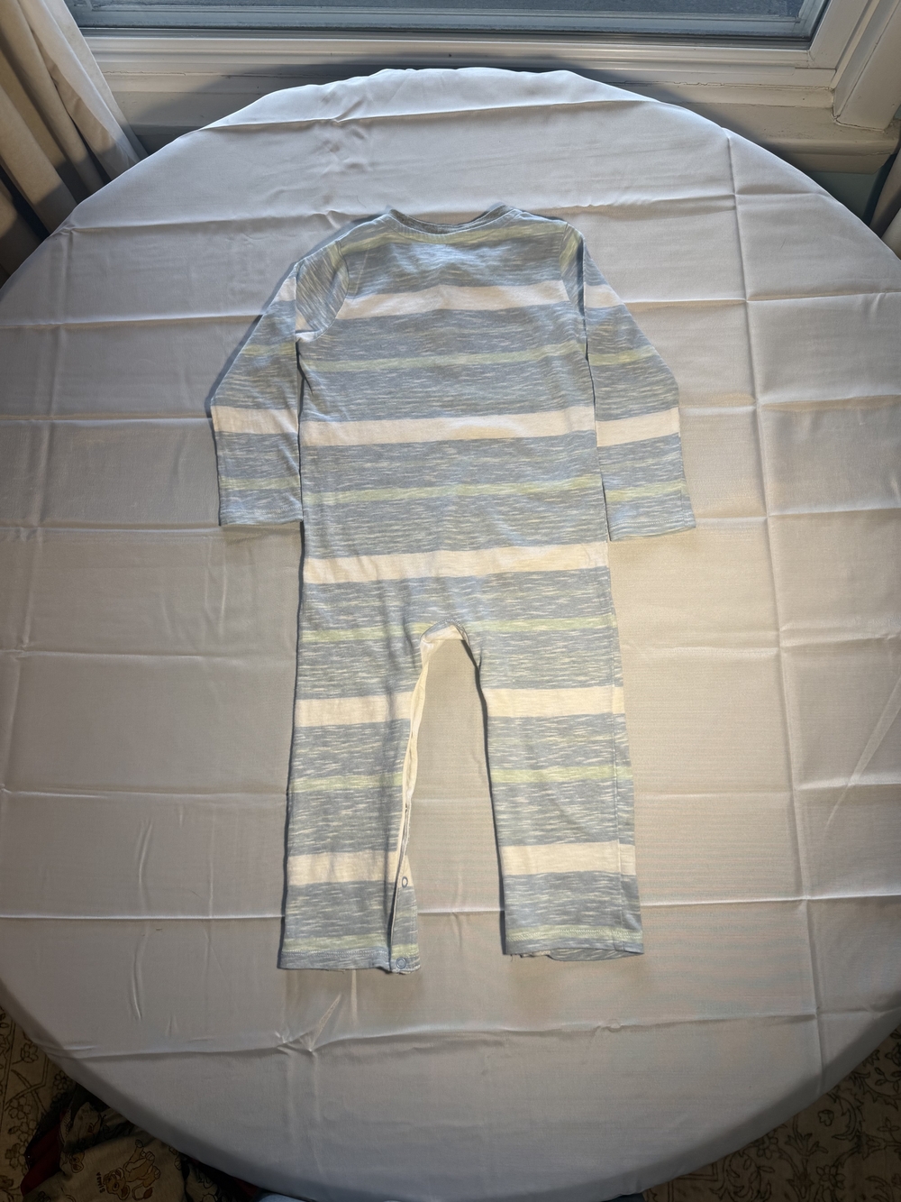 Burts Bees Baby Blue Striped Organic Cotton Henley Romper 24M - Picture 2 of 5